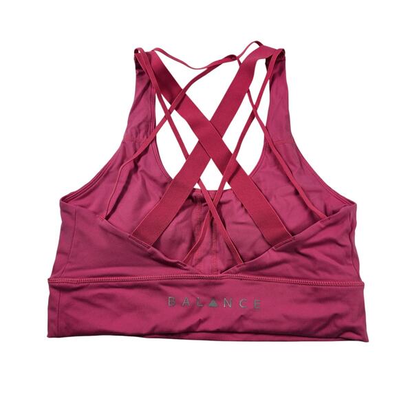 Hot pink padded balance athlwtics aura strappy sports bra full coverage sport M - Picture 1 of 12